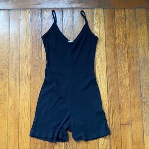 Meshki black ribbed romper small